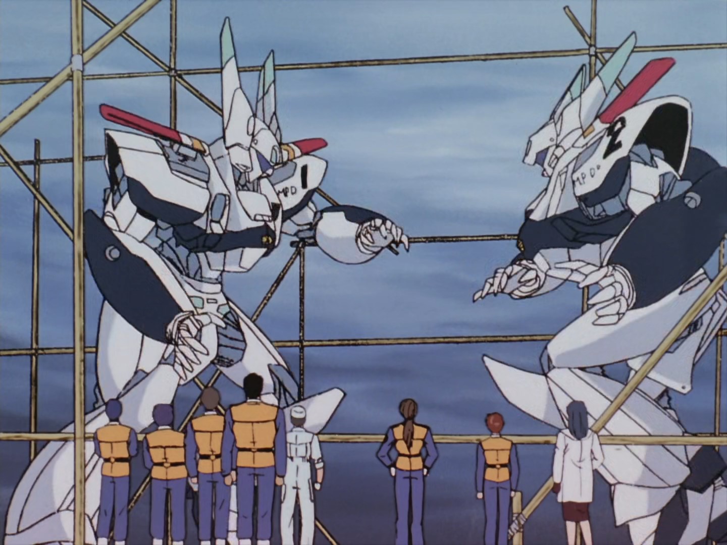Two of the Patlabors fighting a mock duel
